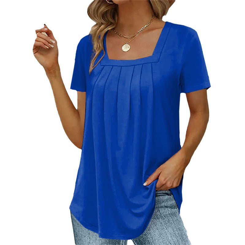 Coral – Pleated Blouse Square Neckline