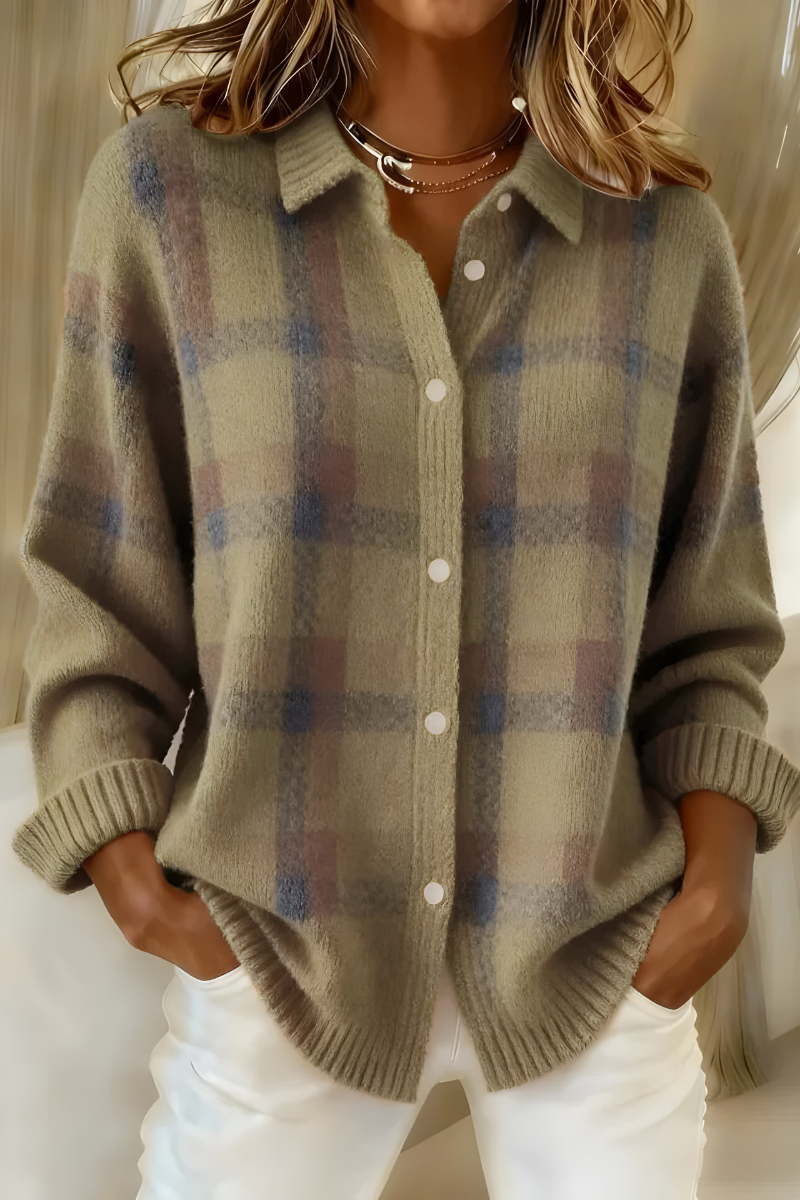Fiona | Plaid Knit Cardigan