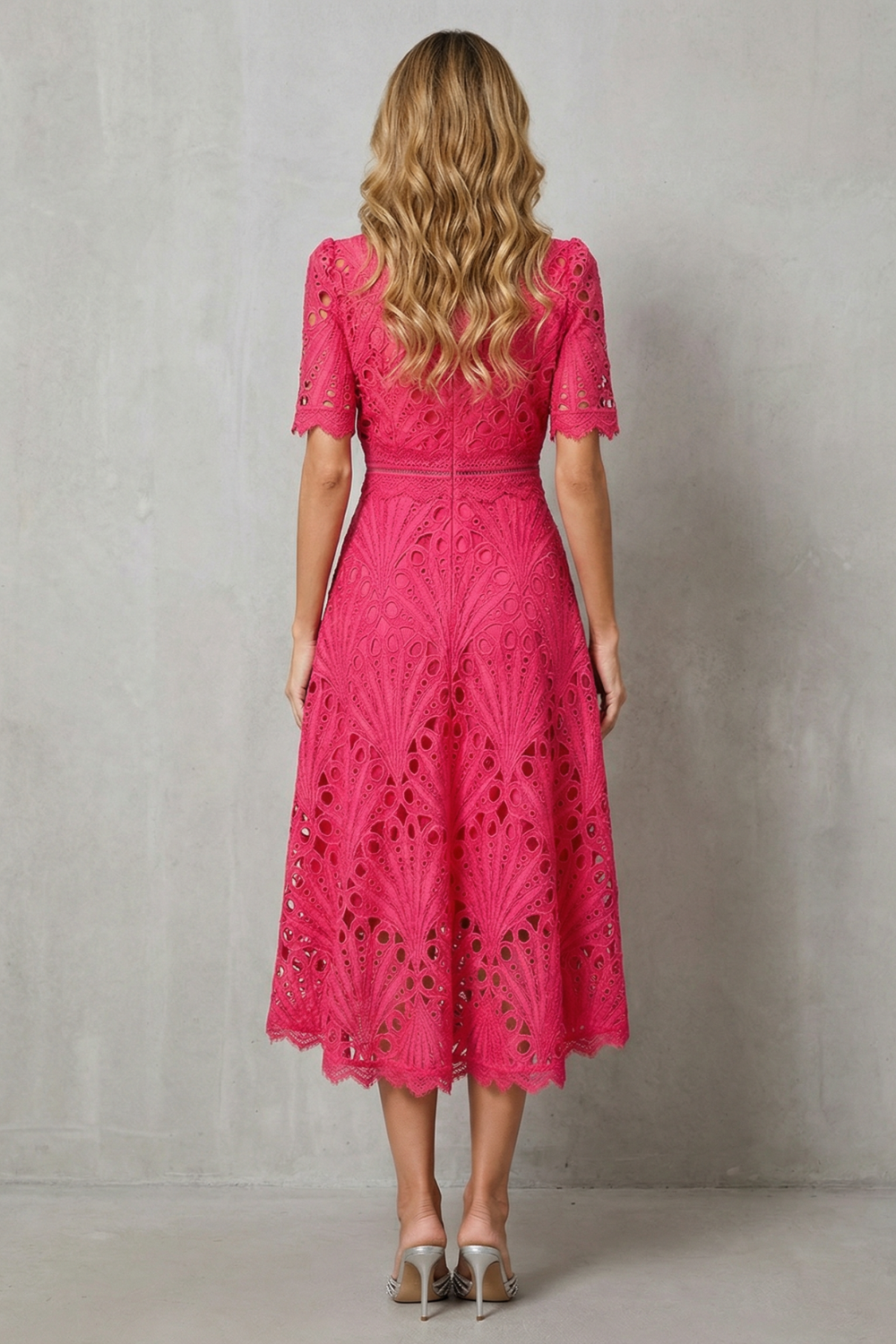 Charlisse | Ornate lace refinement – High-neck midi dress
