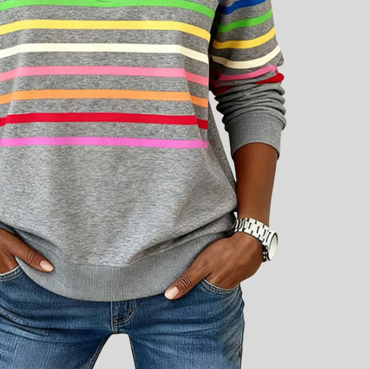 Colorful Striped Quarter-Zip Sweatshirt
