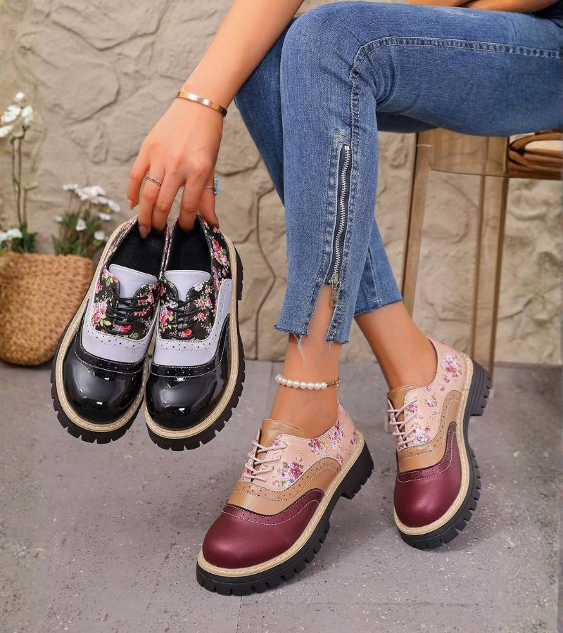 Ada | Floral Lace-Up Oxford Shoes