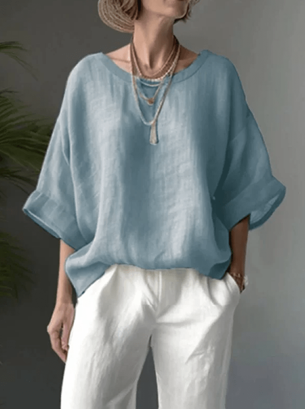 Ava – Relaxed Casual Round-Neck Blouse