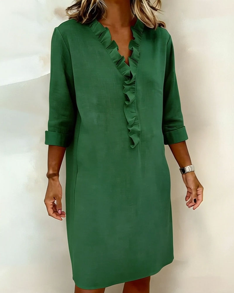 Meredith | Ruffled V-Neck Dress