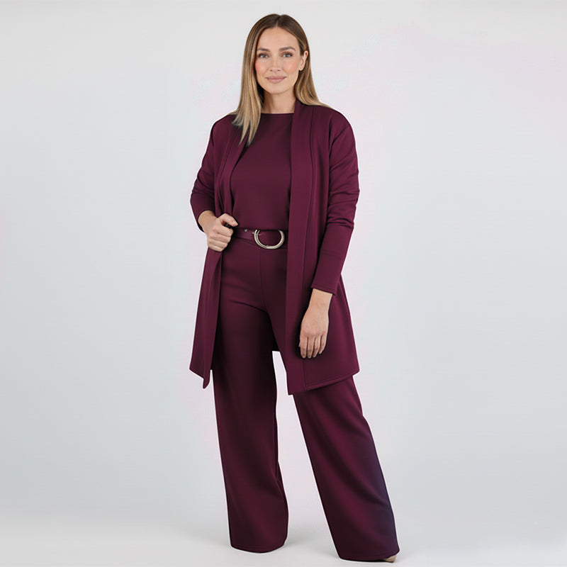 Nancy | Elegant 3-Piece Set Including Long Cardigan, Top, and Pants