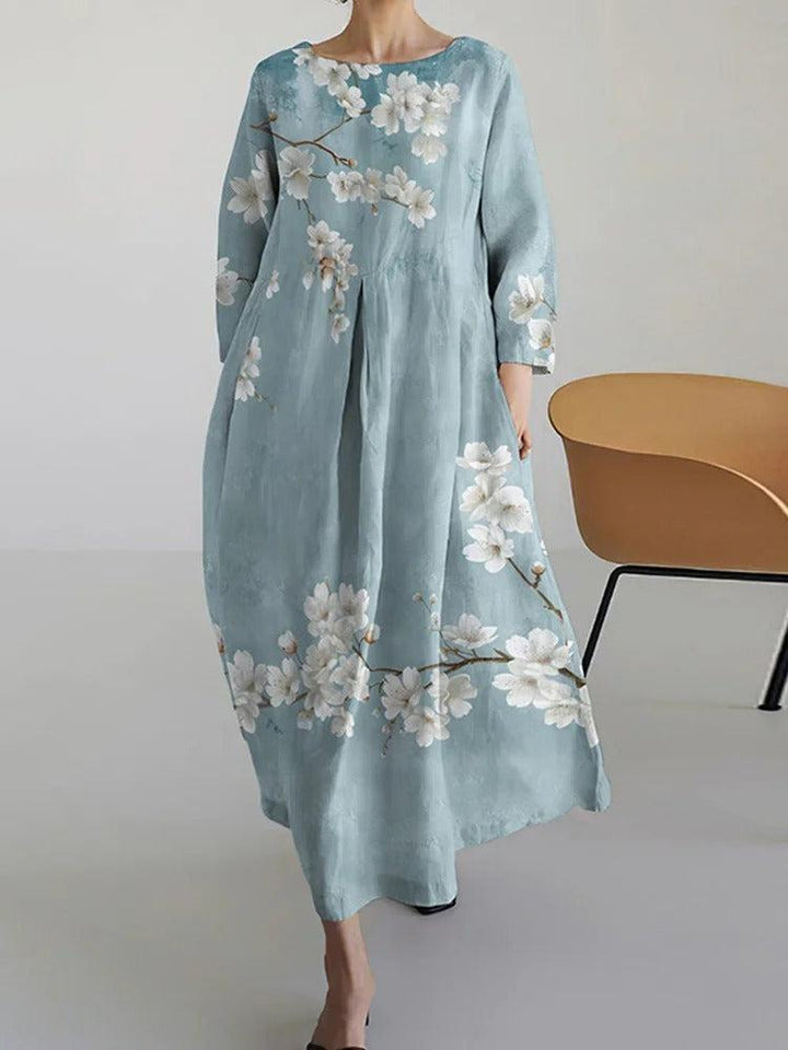 Cherie – Floral Maxi Dress with 3/4 Sleeves