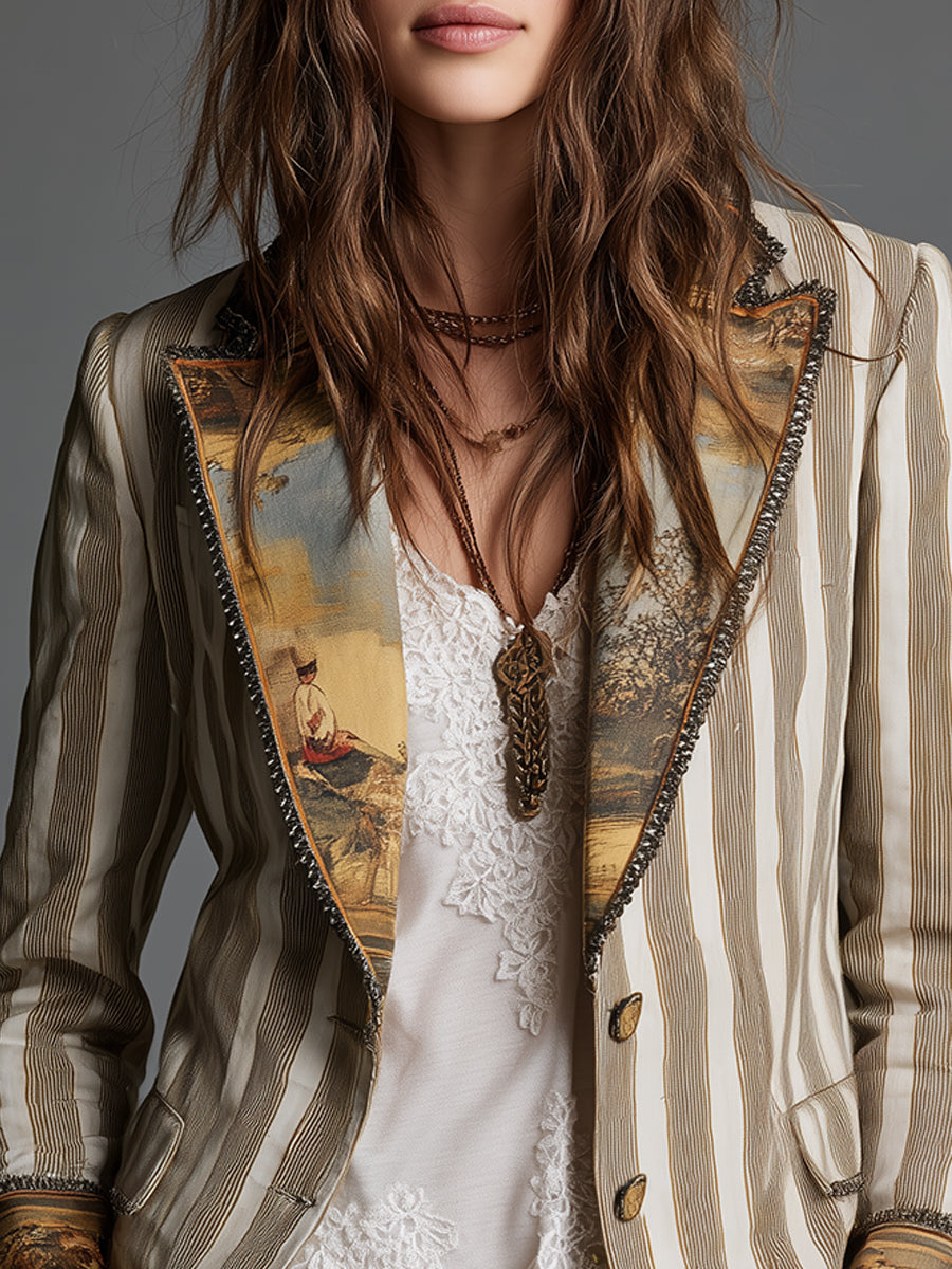 Sabrina | Printed Striped Blazer