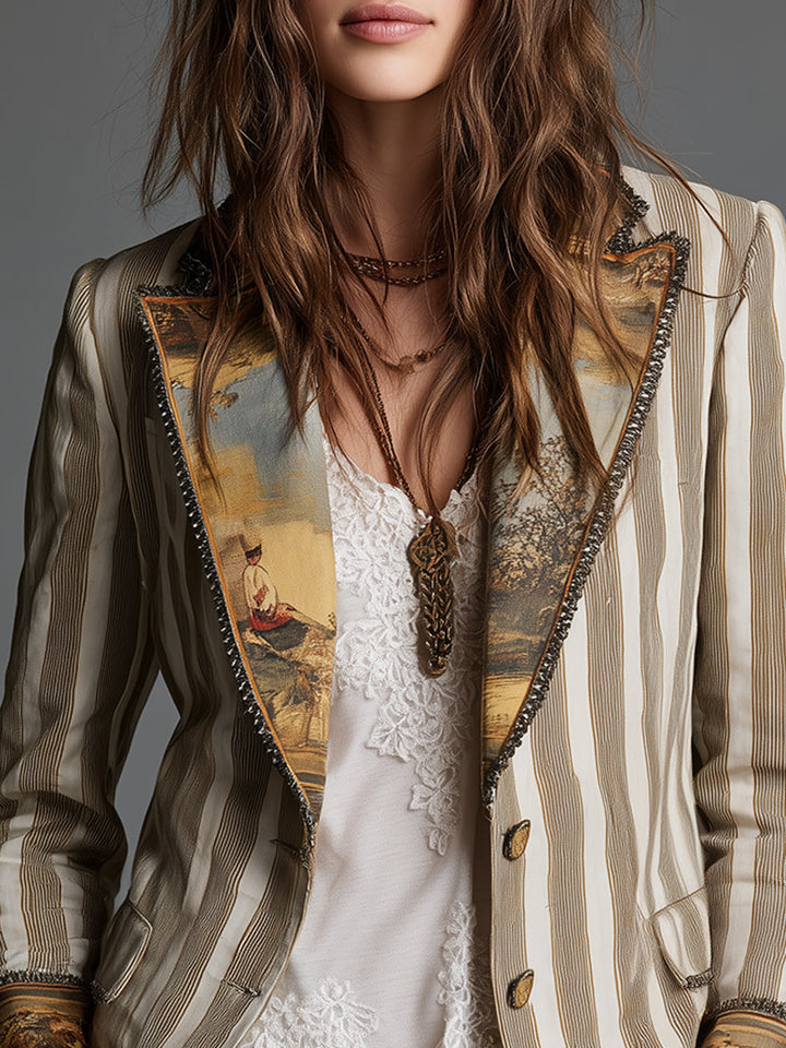 Sabrina | Printed Striped Blazer