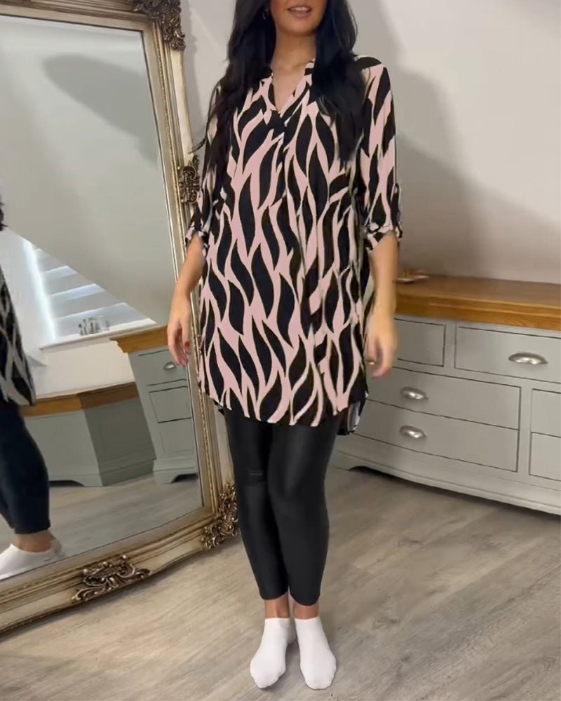 Chelsie – Printed V-Neck Blouse