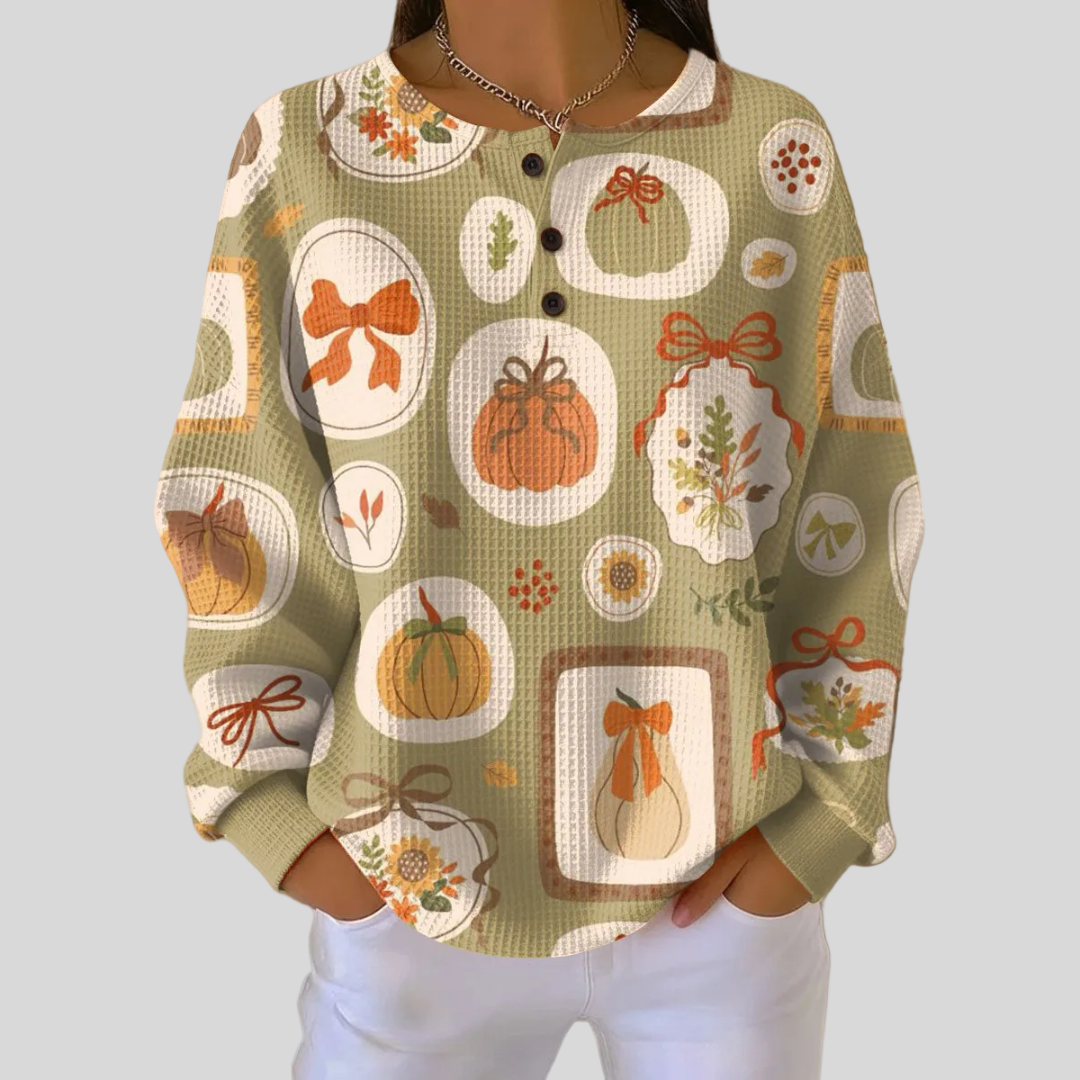 Tawnie | Sweater with Bows and Pumpkins