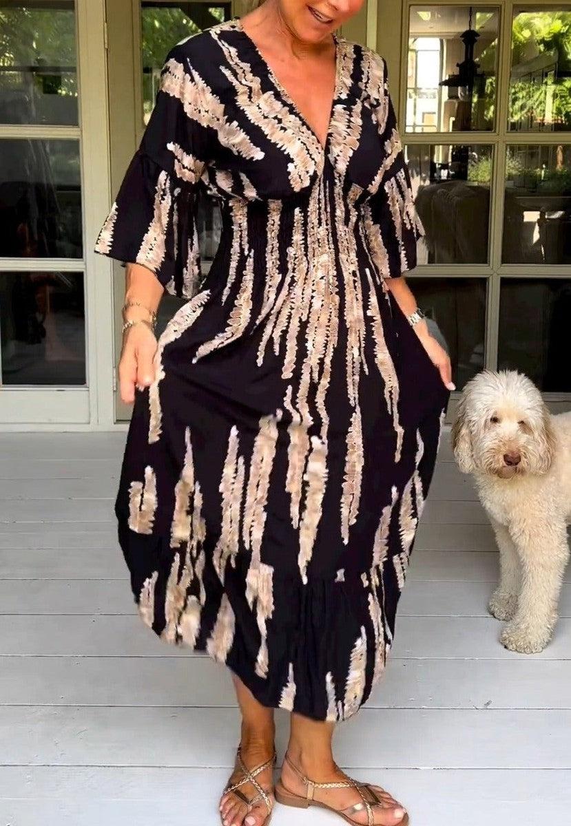Macey – Printed V-Neck Maxi Dress