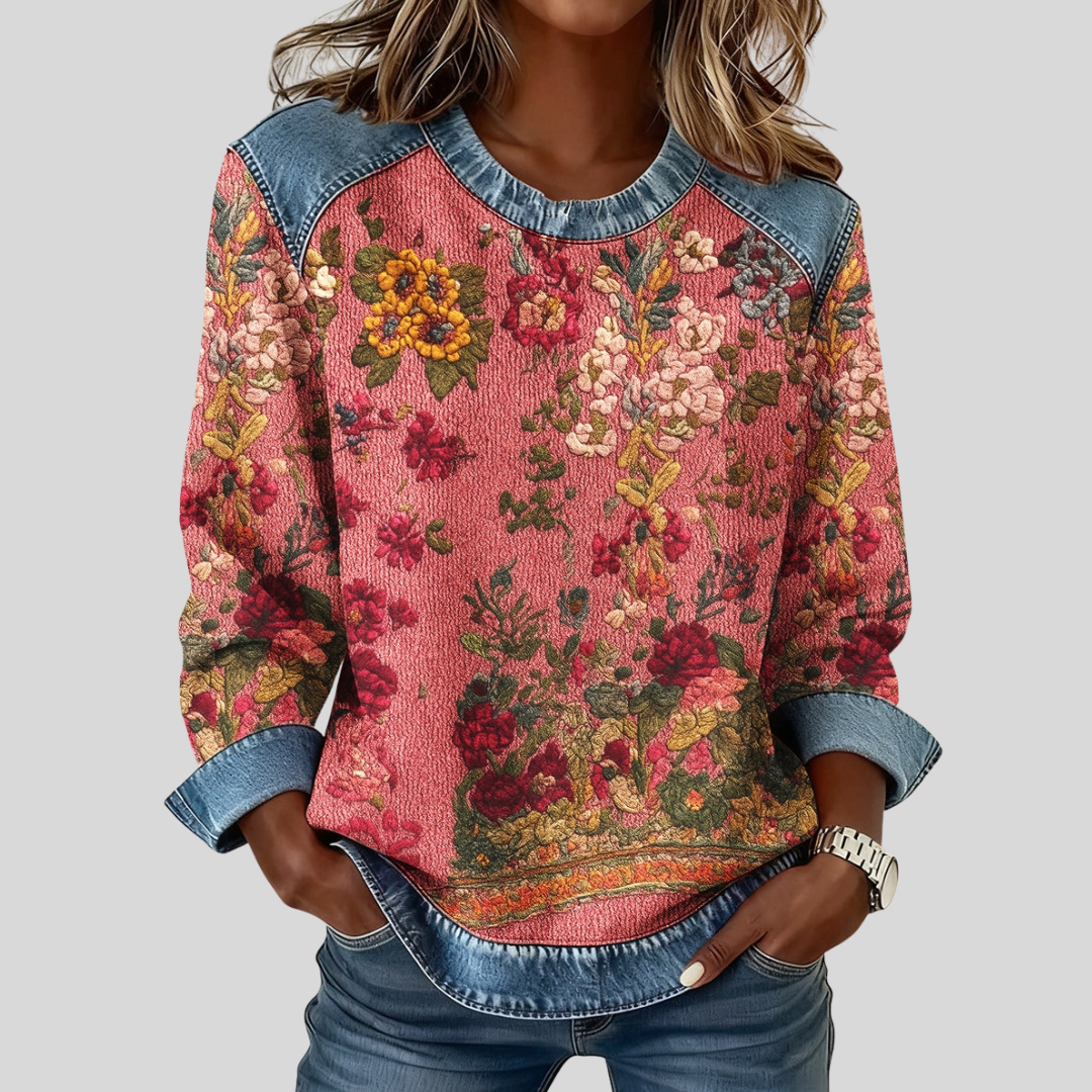 Bella | Floral Print Sweatshirt with Accent