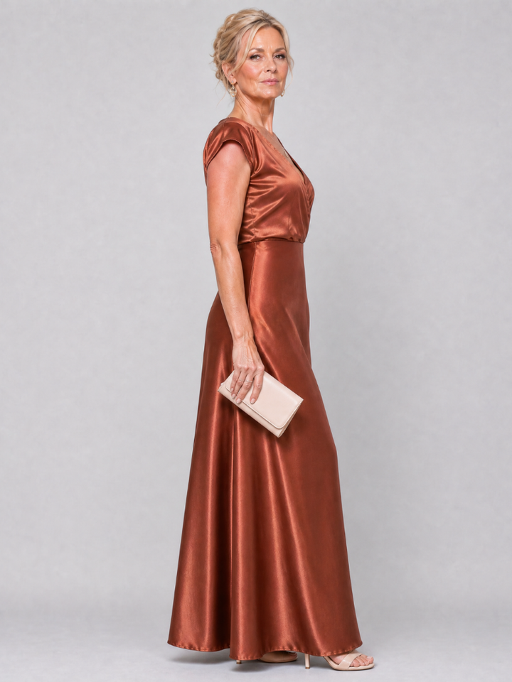 Samouse™ Cap Sleeve Wrap Bodice Maxi Dress