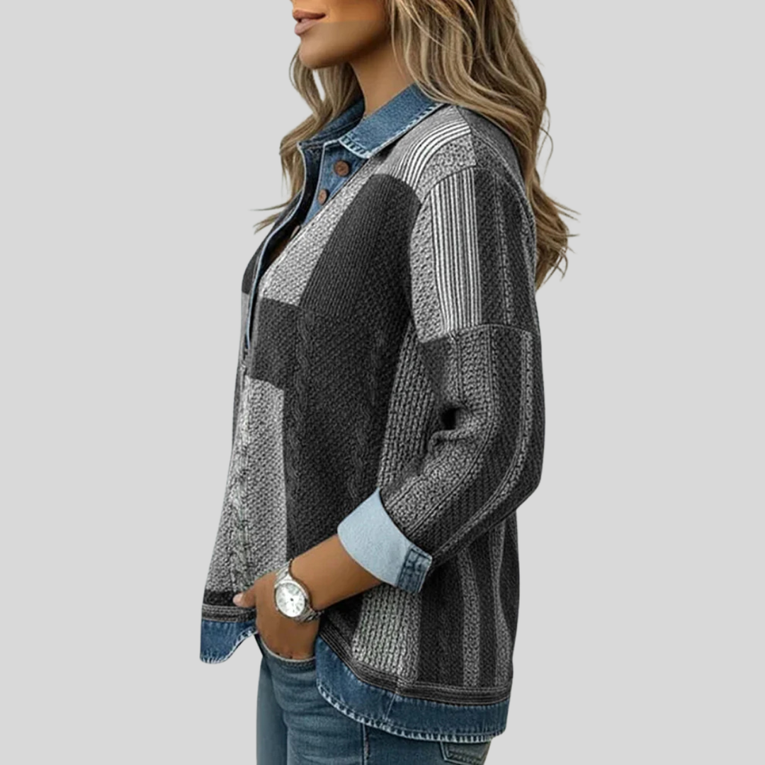 Color Block Print Sweater