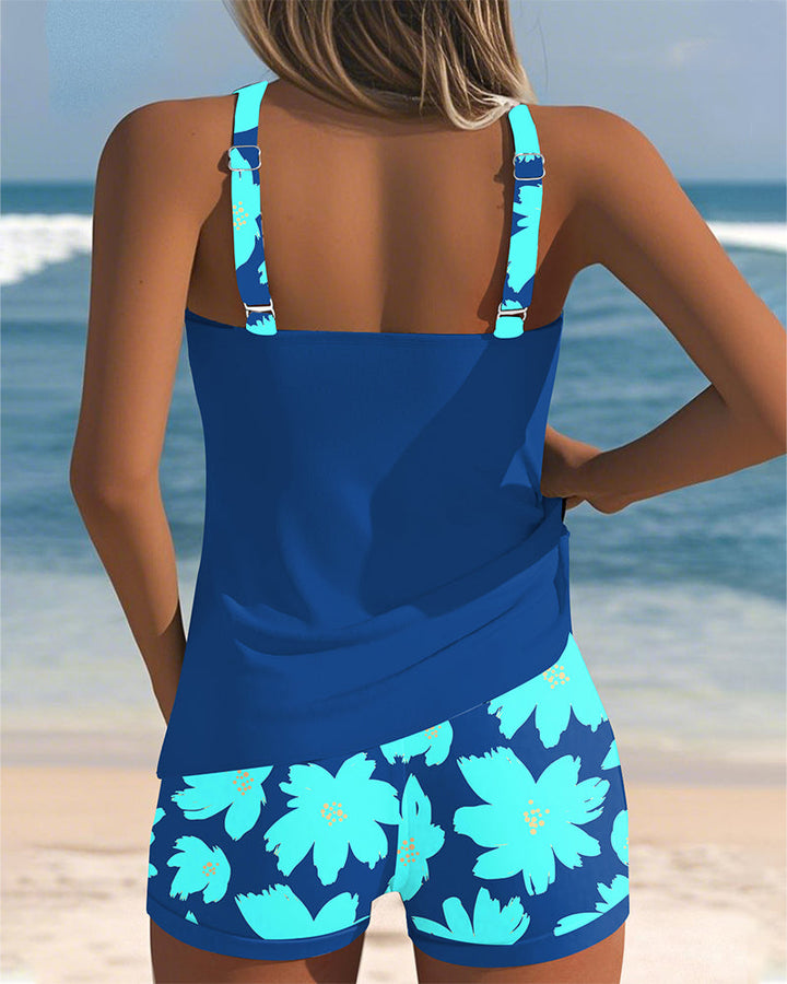 Edith – Sleeveless Printed Tankini with Open Back