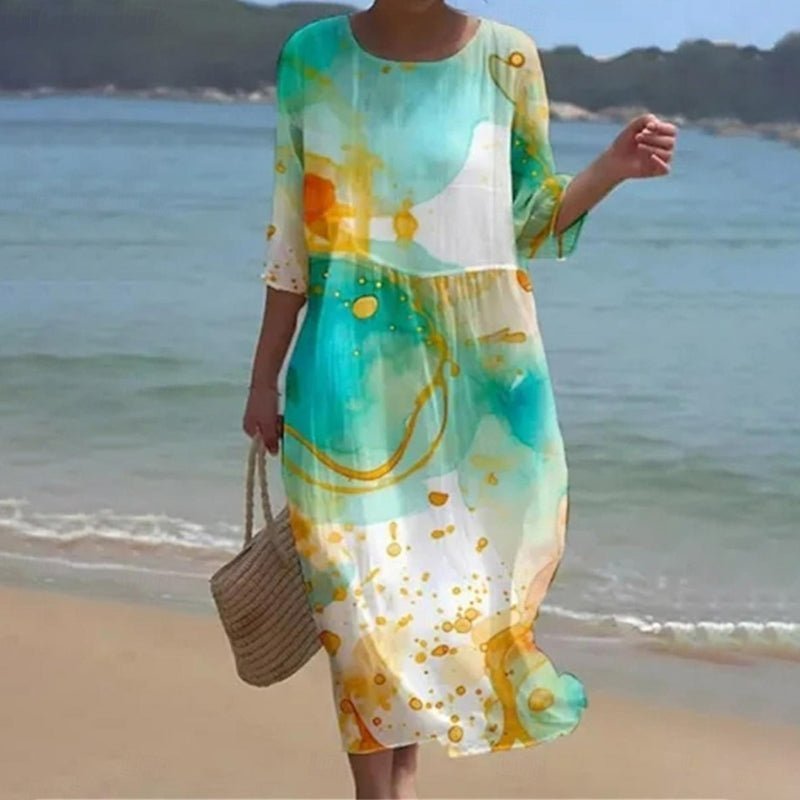Keely – Floral Midi Dress with 3/4 Sleeves