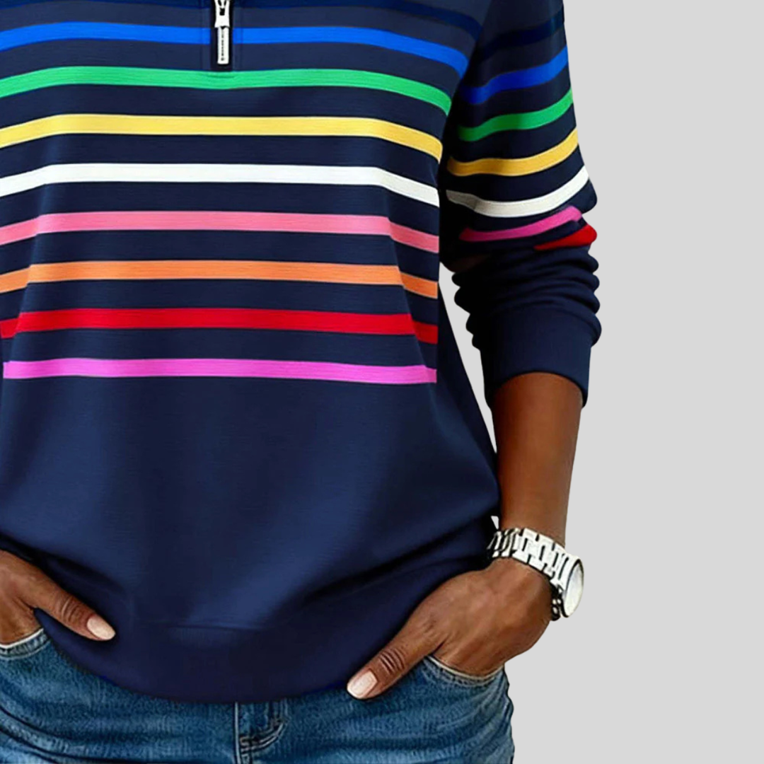 Colorful Striped Quarter-Zip Sweatshirt