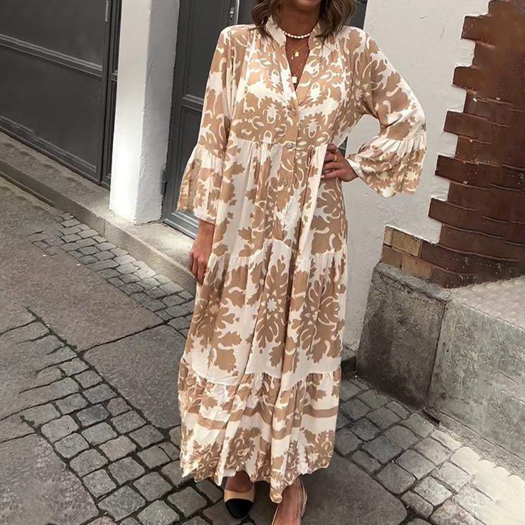 Bonnie – Printed V-Neck Maxi Dress