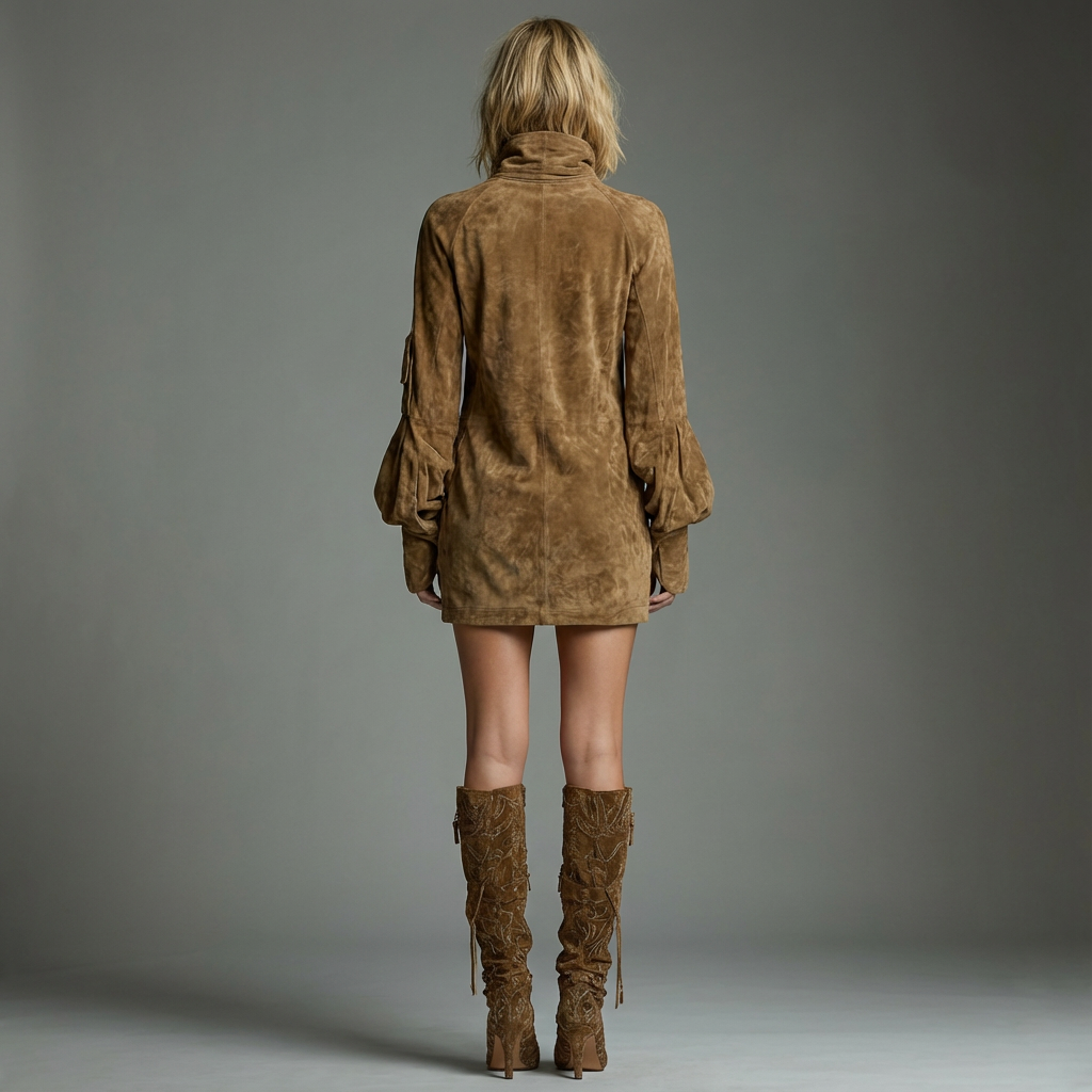 Lily | Turtleneck Mini Dress with Vintage Charm