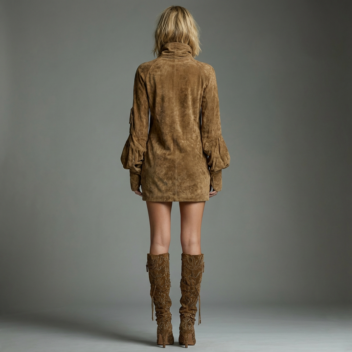 Lily | Turtleneck Mini Dress with Vintage Charm