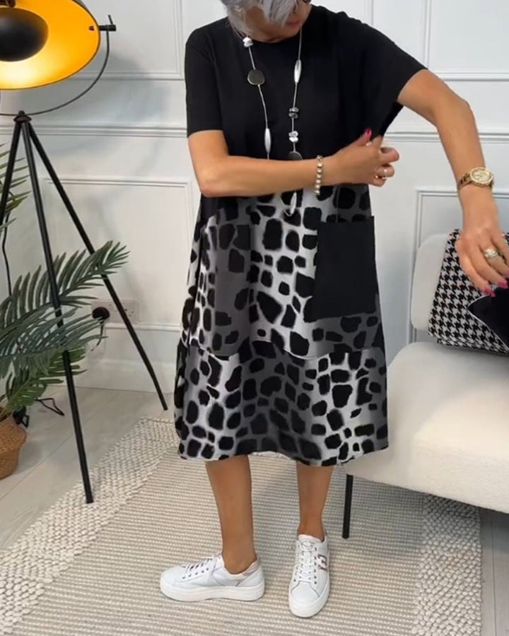 Cassandra – Printed Midi Dress with Pockets