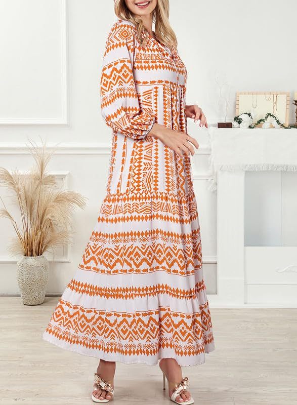 Vanessa – Boho Puff Sleeve Printed Maxi Dress