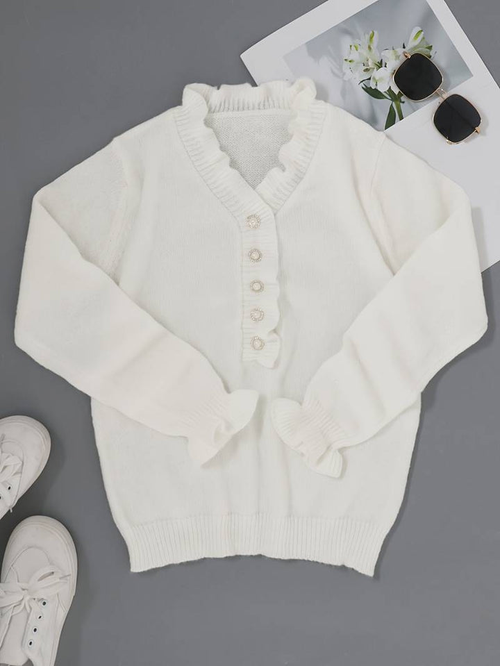 Mara – V-Neck Button Sweater
