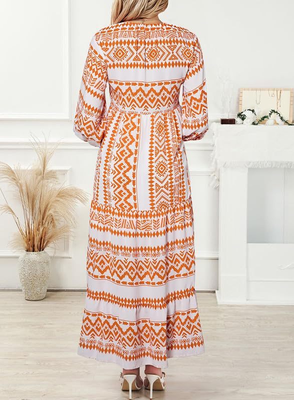 Vanessa – Boho Puff Sleeve Printed Maxi Dress