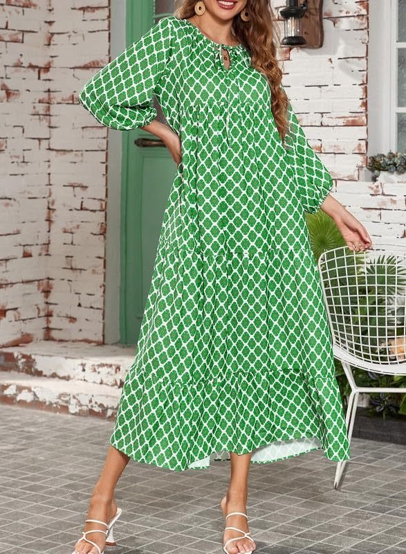Vanessa – Boho Puff Sleeve Printed Maxi Dress