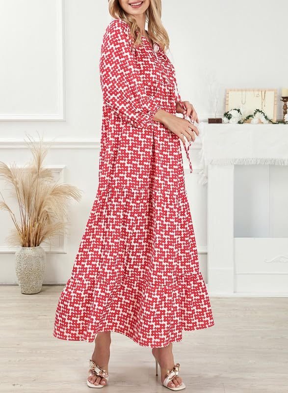 Vanessa – Boho Puff Sleeve Printed Maxi Dress