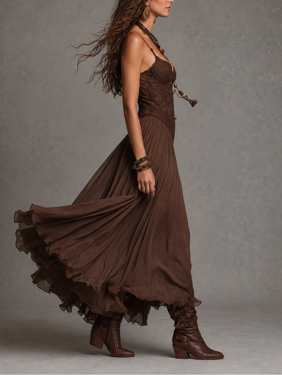 Olivia | Lace Corset Maxi Dress