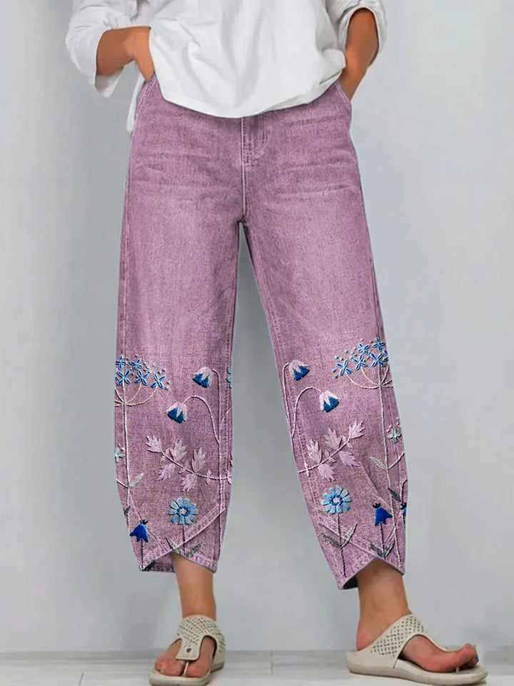 Mirabelle | Floral Embroidered Cropped Trouser