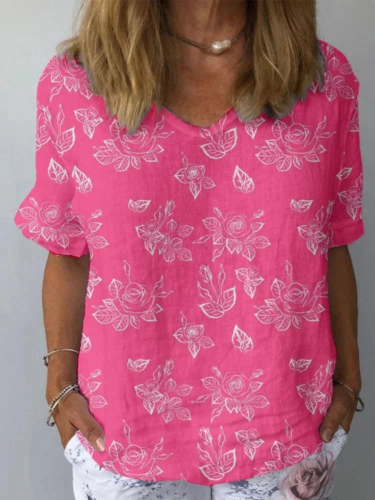 Aria – Blooming Brushstrokes Floral Print Tee