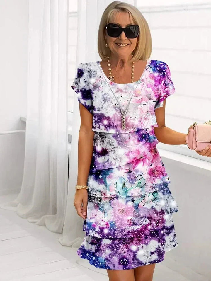 Jenna – Cascading Floral Tiered Midi Dress