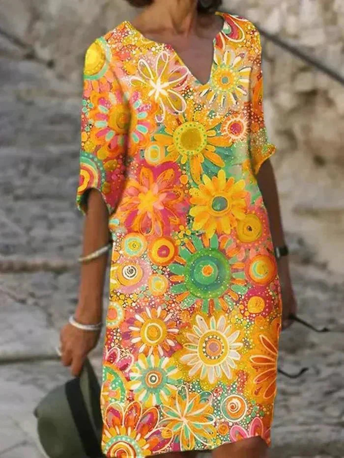 Nira – Floral Midi Dress with Flowy Silhouette