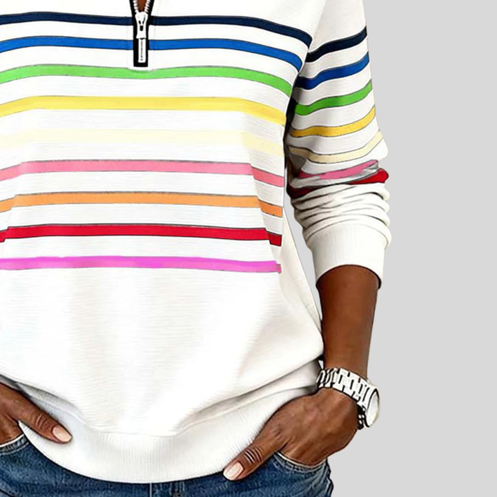 Colorful Striped Quarter-Zip Sweatshirt