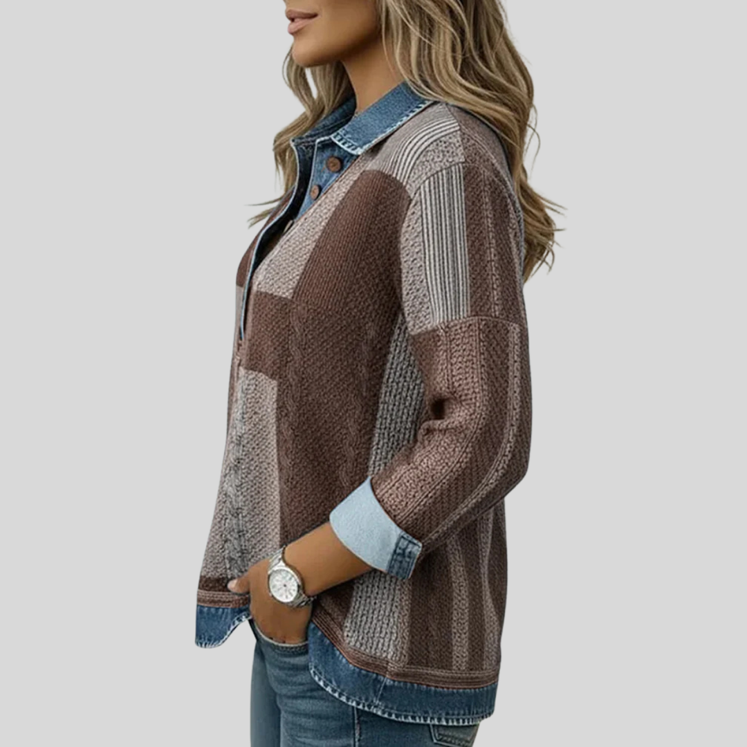 Color Block Print Sweater