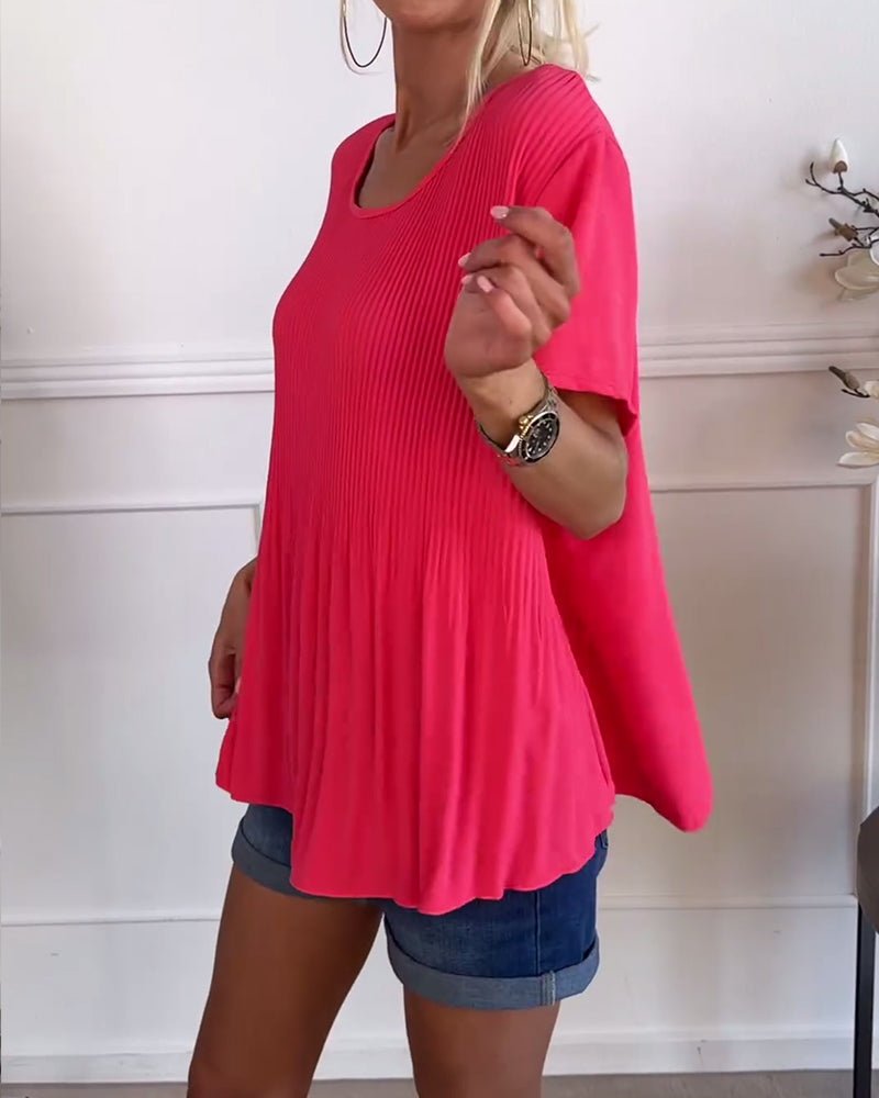 Hera – Pleated Round-Neck Blouse
