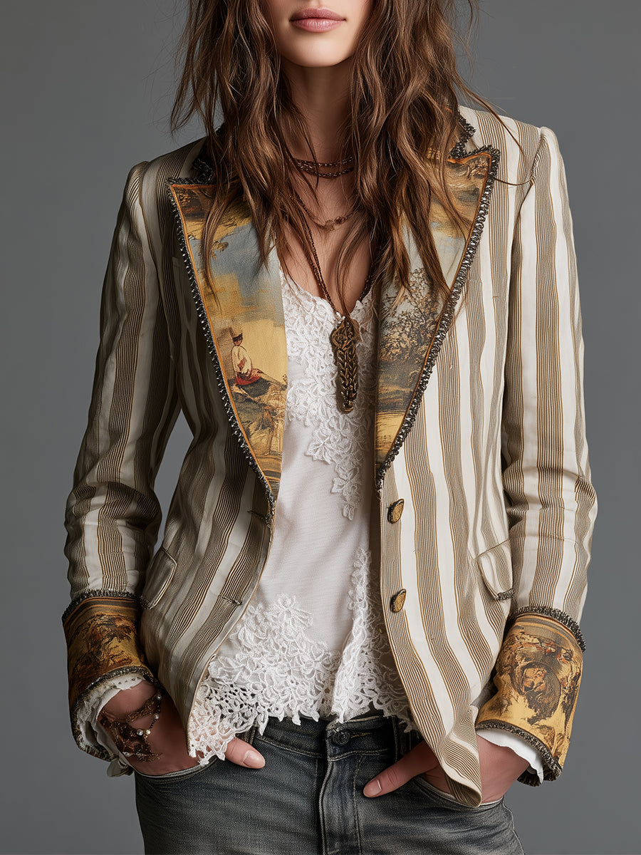 Sabrina | Printed Striped Blazer
