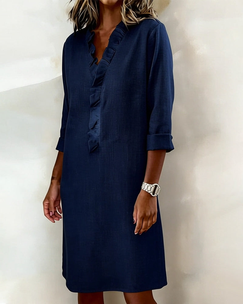 Meredith | Ruffled V-Neck Dress