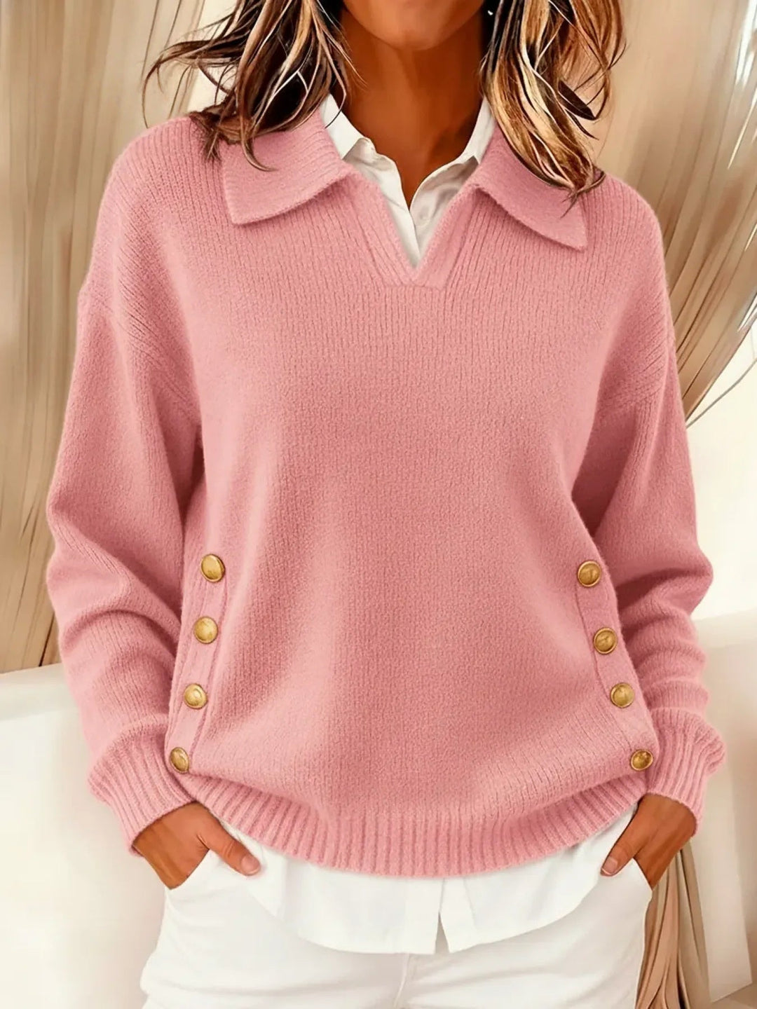 Erin | Polo Neck Sweater with Buttons