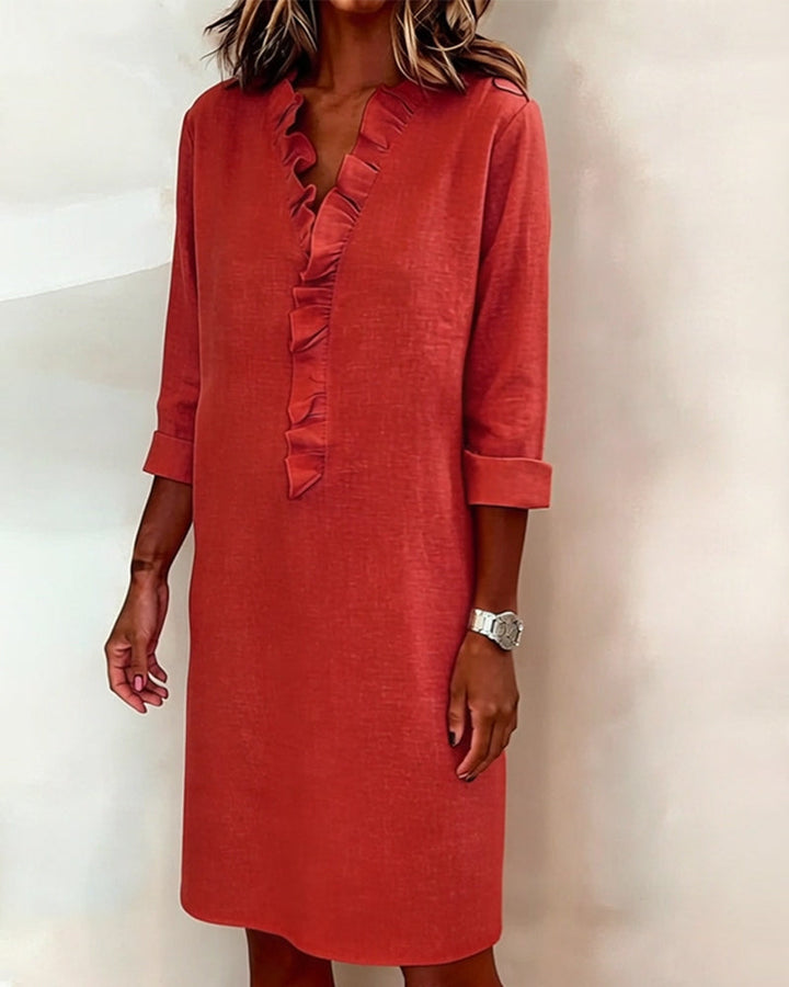 Meredith | Ruffled V-Neck Dress
