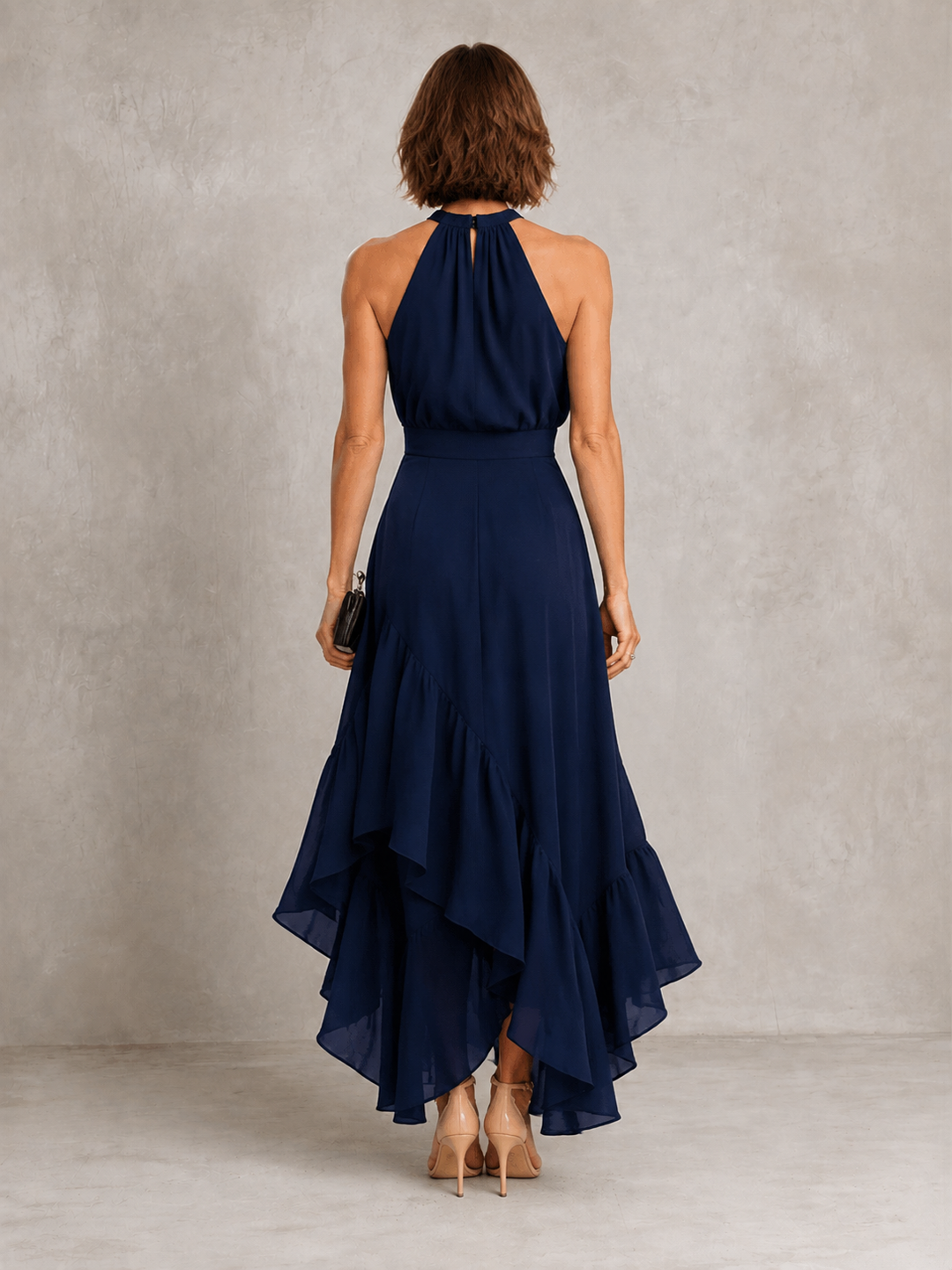 Chloe | Halter Ruffle Hem Dress