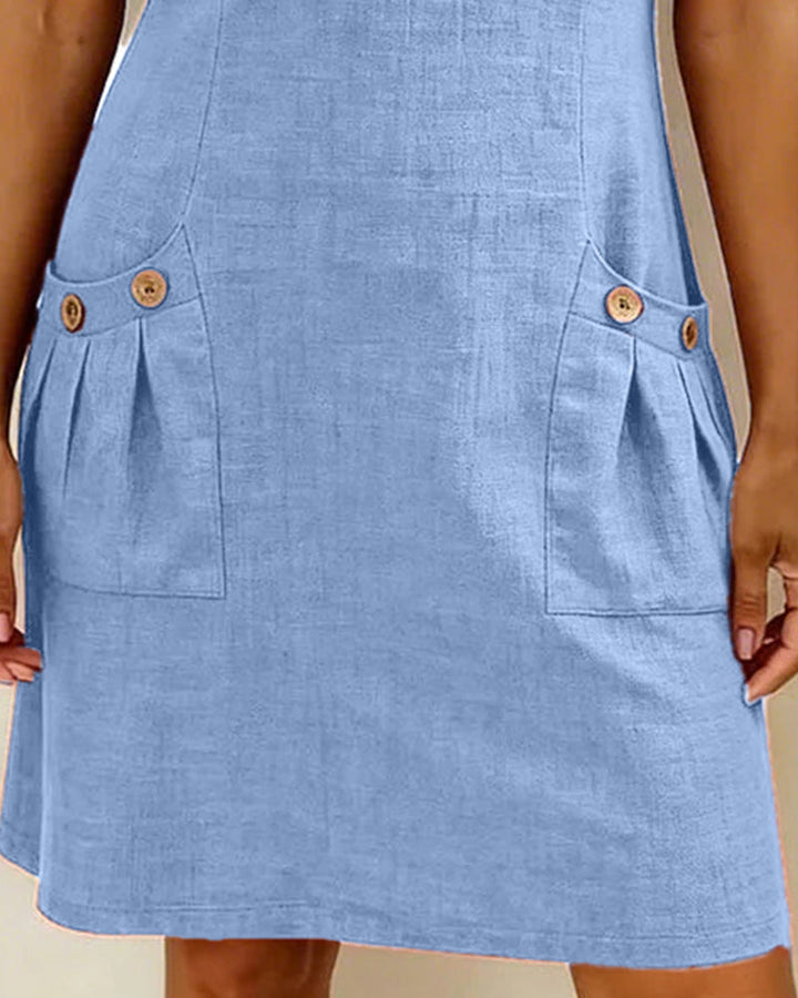 Close-up of blue dress&