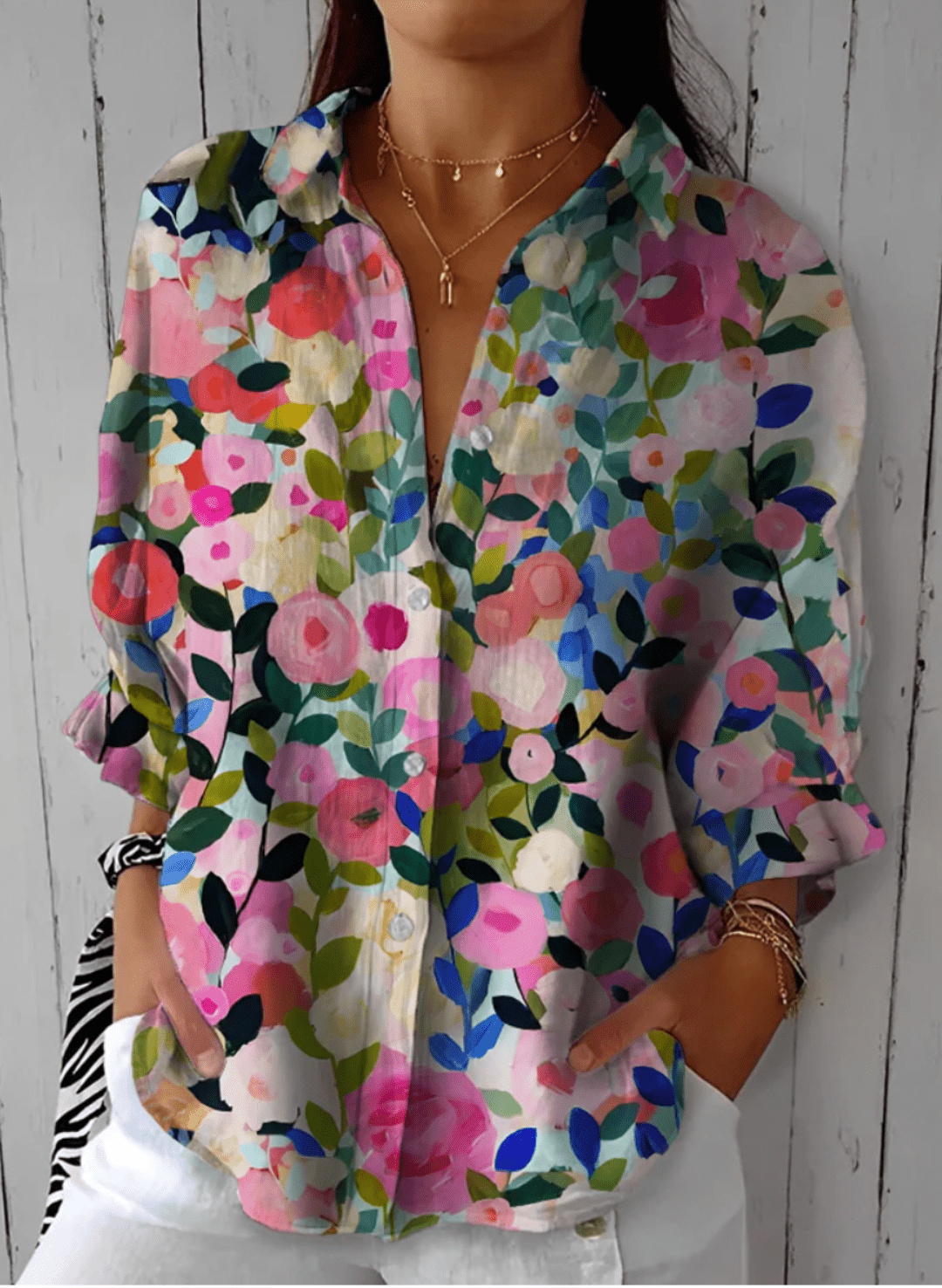 Gretta – Button-Up Shirt in Floral &amp; Abstract Prints