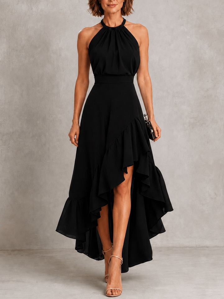Chloe | Halter Ruffle Hem Dress