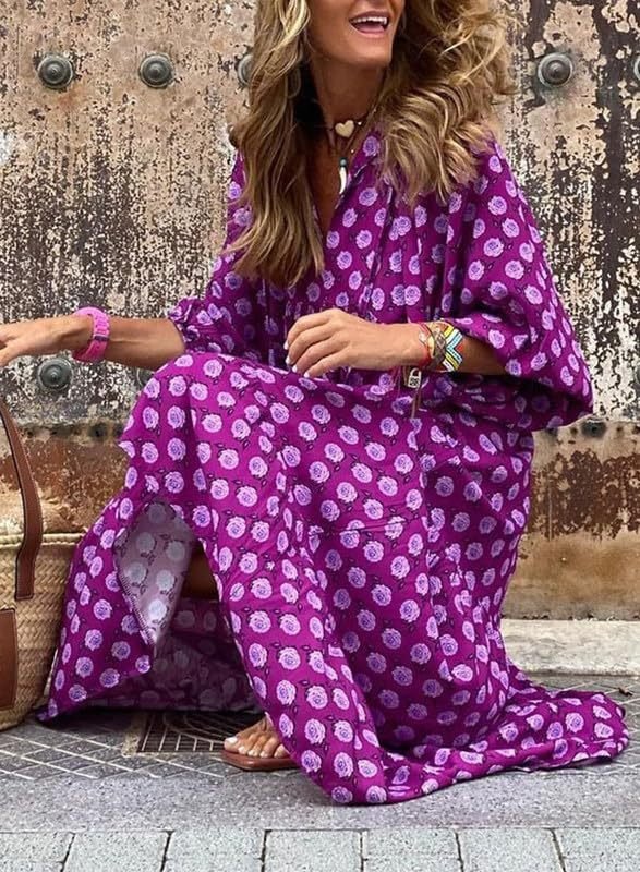 Vanessa – Boho Puff Sleeve Printed Maxi Dress