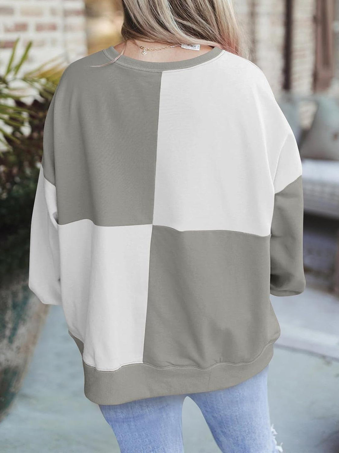 Vicky – Plus Size Colorblock Henley Sweatshirt