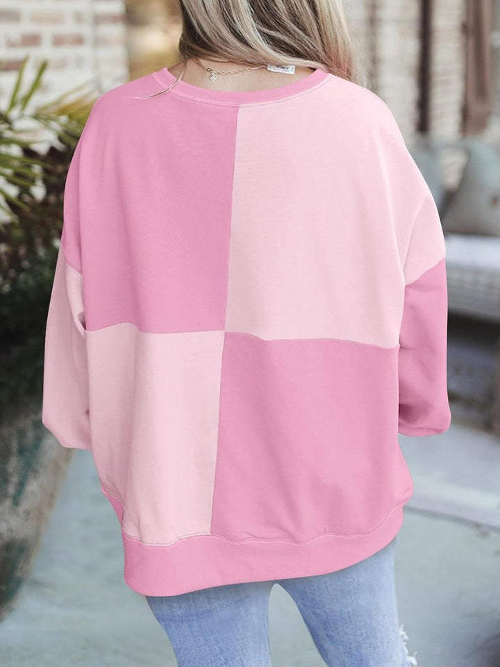 Vicky – Plus Size Colorblock Henley Sweatshirt
