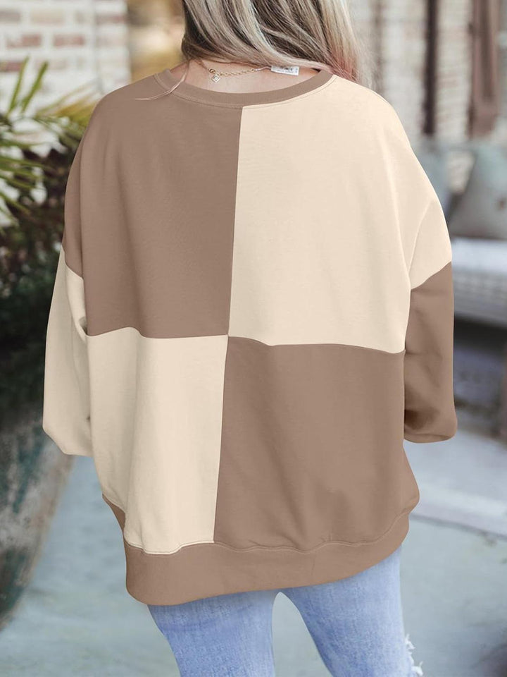 Vicky – Plus Size Colorblock Henley Sweatshirt