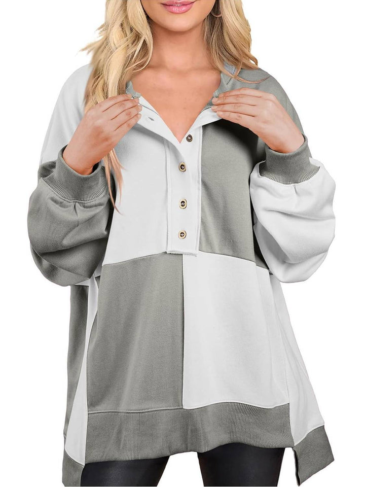 Vicky – Plus Size Colorblock Henley Sweatshirt
